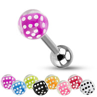 6 MM Bubble Ball Dice Inside Steel Barbell Tongue rings