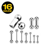 Basic Internally Threaded 316L Surgical Steel Barbell Tongue Ring 16GA