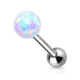 Opal Ball Internally Threaded Top Surgical Steel Tongue Ring