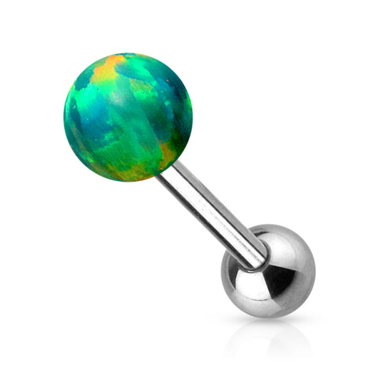 Opal Ball Internally Threaded Top Surgical Steel Tongue Ring iconbodyjewelry
