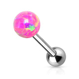 Opal Ball Internally Threaded Top Surgical Steel Tongue Ring