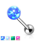 Opal Ball Internally Threaded Top Surgical Steel Tongue Ring