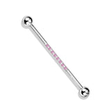 Steel Industrial Barbell with CNC Set Lined CZ on Center