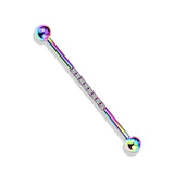 Steel Industrial Barbell with CNC Set Lined CZ on Center