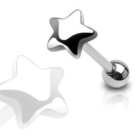 Fluffy 7 mm Star Top 316L Surgical Steel Barbell Tongue Ring