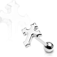 Gothic Cross Top 316L Surgical Steel Barbell Tongue Ring