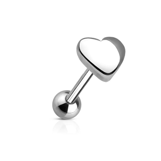 Heart Top 316L Surgical Steel Barbell Tongue Ring