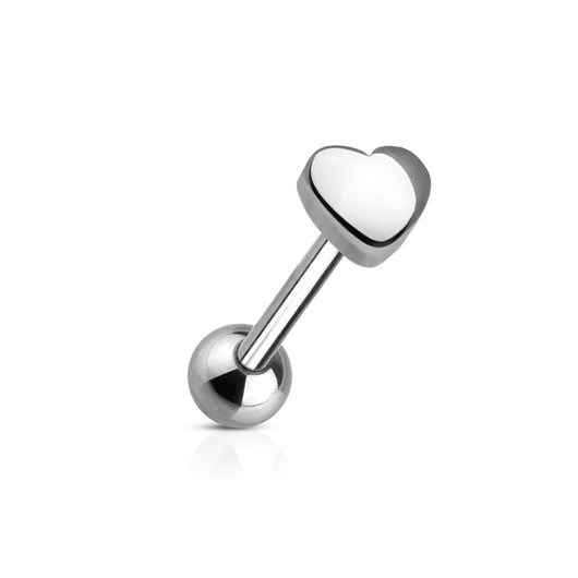 Heart 5mm Top 316L Surgical Steel Barbell Tongue Ring