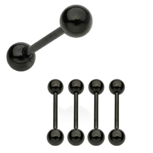 4 Pc Black Titanium Barbell Tongue Rings Nipple Barbells