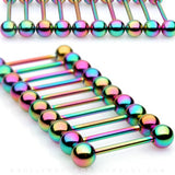 2 Pcs Rainbow Titanium Eyebrow Cartilage Helix Tongue Rings 14GA