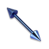 Spikes End Titanium IP Surgical Steel Barbell Tongue Ring
