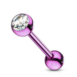 Press Fit CZ Ball Titanium IP Surgical Steel Barbell Tongue Rings