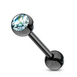 Press Fit CZ Ball Titanium IP Surgical Steel Barbell Tongue Rings