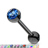 Press Fit CZ Ball Titanium IP Surgical Steel Barbell Tongue Rings