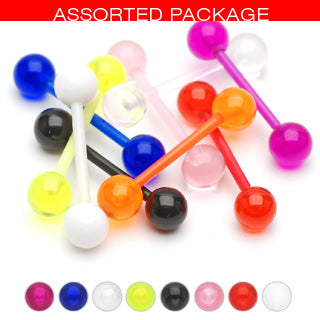 20 Pc Acrylic UV Balls BioFlex Flexible Barbell Tongue Rings Nipple Rings