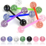 Ultra Glitter Acrylic Ball BioFlex Flexible Barbell Tongue Rings Nipple Rings