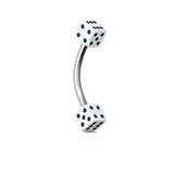 Dices Surgical Steel Curved Barbell Eyebrow Rings