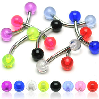 Plain Solid Acrylic Ball Surgical Steel Curved Barbell Eyebrow Rings