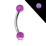 Acrylic Glow In The Dark Ball Curved Barbell Eyebrow Rings Snug Daith Rook Piercing