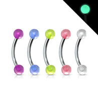 Acrylic Glow In The Dark Ball Curved Barbell Eyebrow Rings Snug Daith Rook Piercing