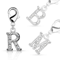 Clear Gem Paved Initial Charm For Navel Ring Bracelets Necklaces Earring