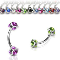 Multi CZ Balls Surgical Steel Curved Barbells Eyebrow Rings