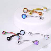 3mm Opal Set 316L Surgical Steel Eyebrow Ring Rook Piercing