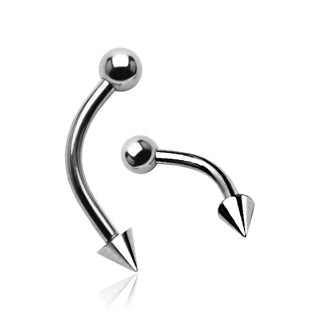 2 Pc Basic Spike And Balls Surgical Steel Curved Barbells Eyebrow Rings