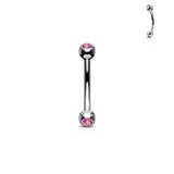 Opal Set Balls Surgical Steel Curved Barbells Eyebrow Ring