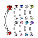 3 mm Prong Set CZ Top Curved Barbell Rook Daith Tragus Snug Eyebrow Rings