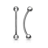 3 mm CZ Ends Curved Barbell Lobe Snake Eye Piercing 16G