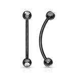 3 mm CZ Ends Curved Barbell Lobe Snake Eye Piercing 16G