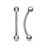 3 mm CZ Ends Curved Barbell Lobe Snake Eye Piercing 16G