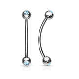 3 mm CZ Ends Curved Barbell Lobe Snake Eye Piercing 16G