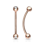 3 mm CZ Ends Curved Barbell Lobe Snake Eye Piercing 16G