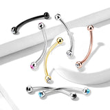 3 mm CZ Ends Curved Barbell Lobe Snake Eye Piercing 16G