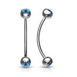 Snake Eye Ball Inlaid Surgical Steel Curved Barbell Lobe Snake Eye Piercing 16G