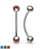 Snake Eye Ball Inlaid Surgical Steel Curved Barbell Lobe Snake Eye Piercing 16G