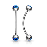 EyeBall Inlaid Surgical Steel Curved Barbell Lobe Snake Eye Piercing 16G