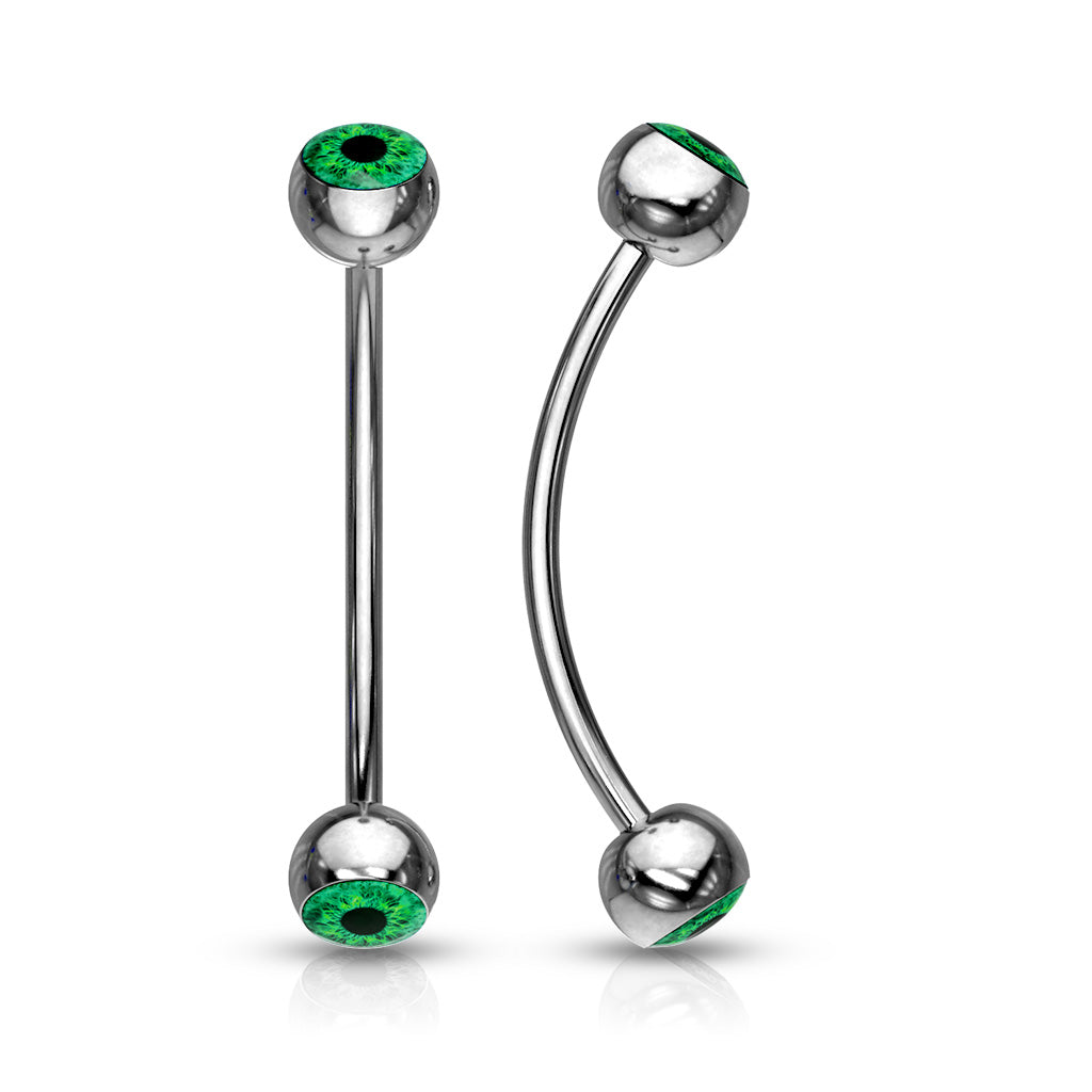 thumbnail image 2 of Lobal Domination 16g 5/16" Eyeball Curved Barbell – 316L Surgical Steel Eyebrow Ring 2 of 5