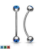 EyeBall Inlaid Surgical Steel Curved Barbell Lobe Snake Eye Piercing 16G