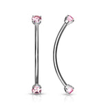 3 mm Prong Set CZ Surgical Steel Curved Barbell Lobe Snake Eye Piercing 16G