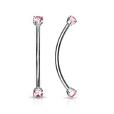 3 mm Prong Set CZ Surgical Steel Curved Barbell Lobe Snake Eye Piercing 16G