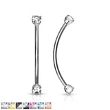 3 mm Prong Set CZ Surgical Steel Curved Barbell Lobe Snake Eye Piercing 16G