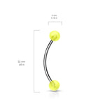 Glow In The Dark Ball Curved Barbell Lobe Snake Eye Piercing 16G