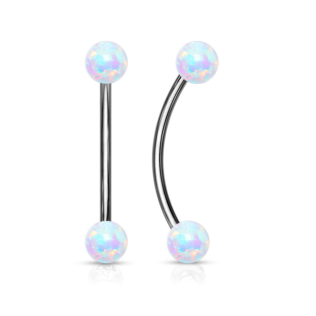 3 mm Opal Ball Internal Threaded Surgical Steel Curved Barbell Lobe Sn ...