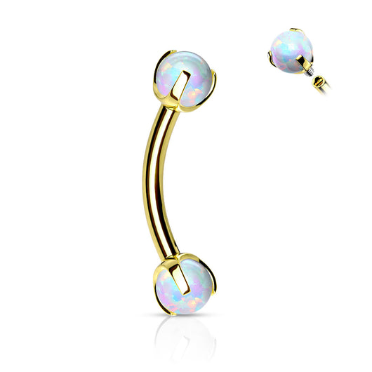 Claw Set Opal Stone 316L Surgical Steel Eyebrow Ring Rook Piercing