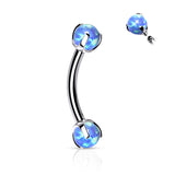 Claw Set Opal Stone 316L Surgical Steel Eyebrow Ring Rook Piercing