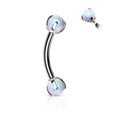 Claw Set Opal Stone 316L Surgical Steel Eyebrow Ring Rook Piercing