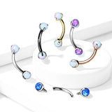 Claw Set Opal Stone 316L Surgical Steel Eyebrow Ring Rook Piercing